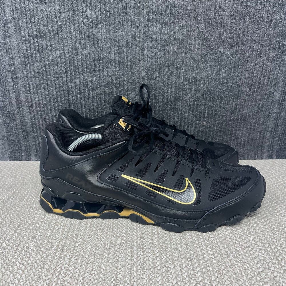 Nike Reax 8 TR Mesh Black Gold Athletic Training Shoes Mens 13 621716-020